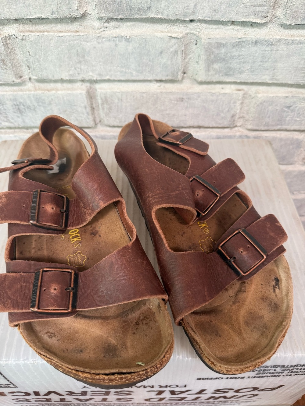 Birkenstock Brown Leather Double Buckle Kids Sandals